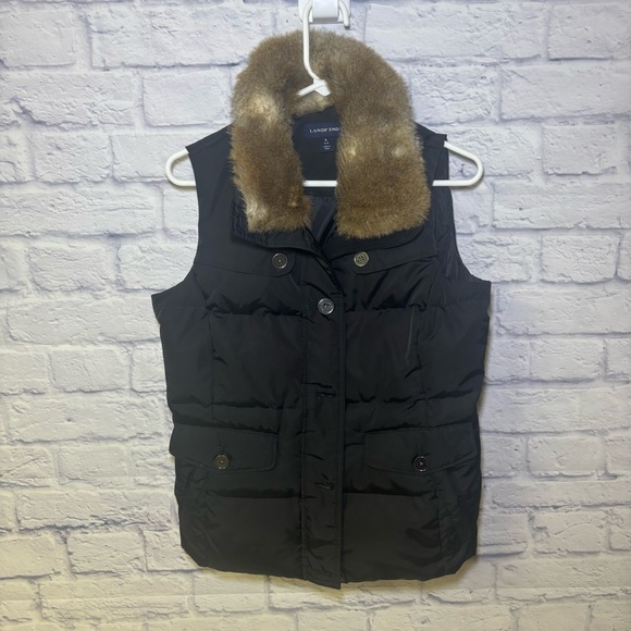 Lands' End Jackets & Blazers - Lands' End Women's Goose Down Puffer Vest Faux Fur Hood Small Outdoor